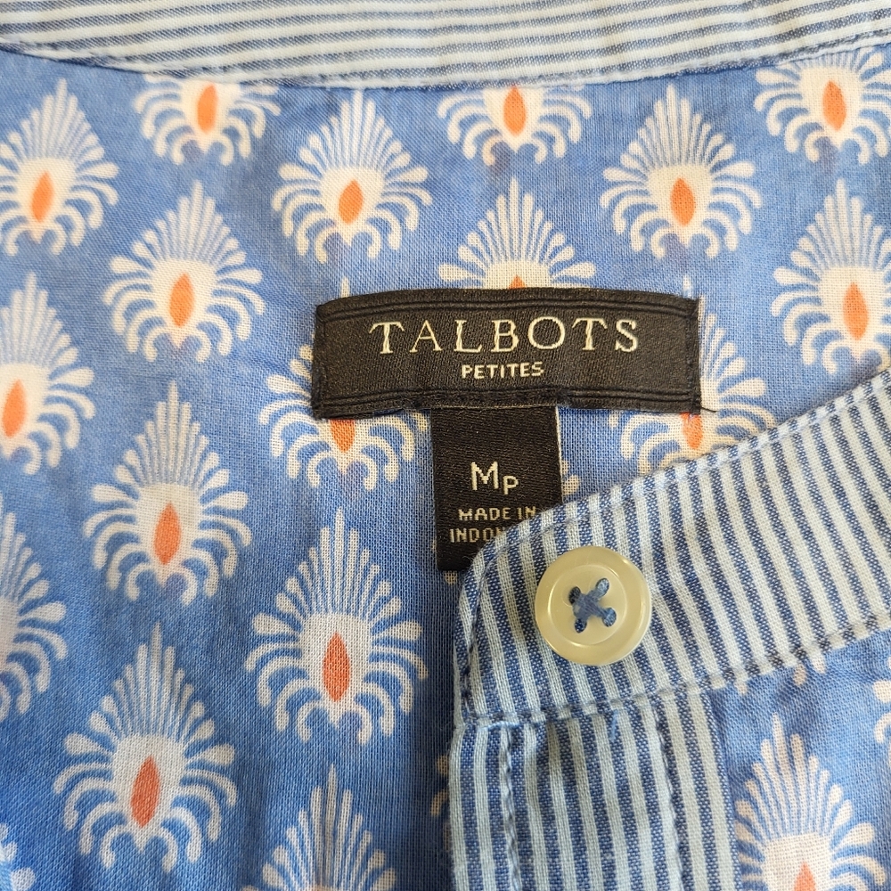 Talbots Light Blue Printed Button-Down Tunic - Picture 7 of 8